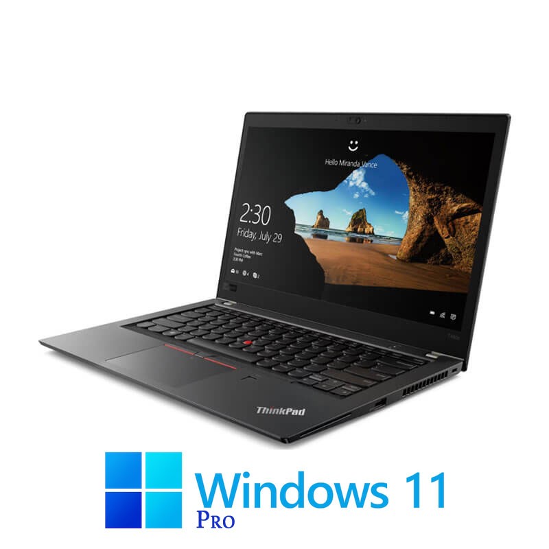 Laptop Lenovo T480s, Quad Core i5-8250U, 16GB, Display NOU FHD, Win 11 Pro